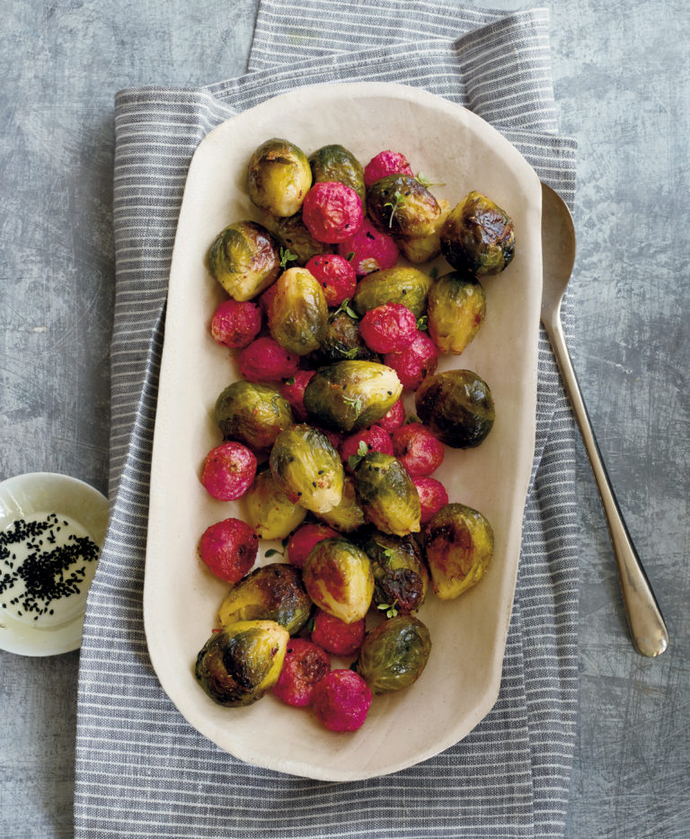 Roasted Brussels Sprouts and Red Radishes Rebecca Wood